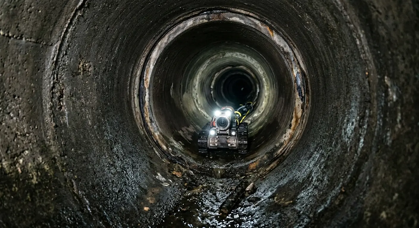 Robotic sewer camera inspecting pipe interior for Sewer Line Cleaning in Logan